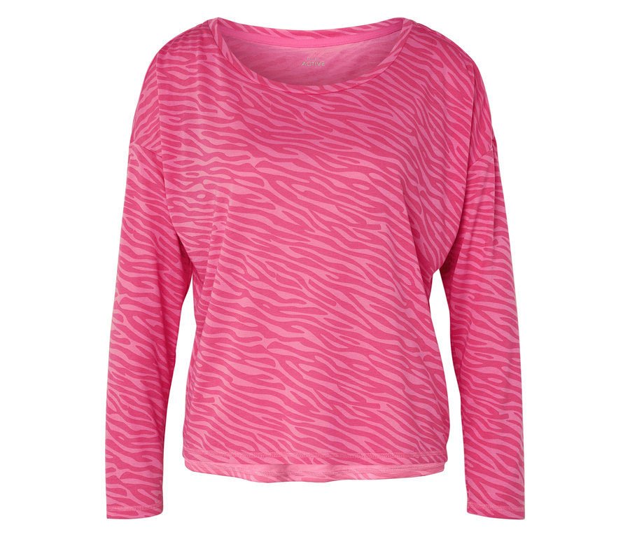 Rosa Langarmshirt mit Tiermuster für Damen.
