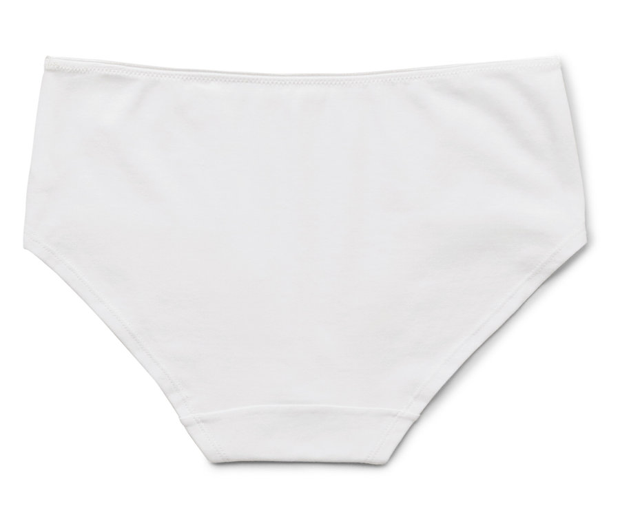 Weisse Damenunterhose auf weissem Hintergrund.