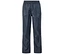 Navyfarbene Regenhose mit elastischem Bund, flach liegend.