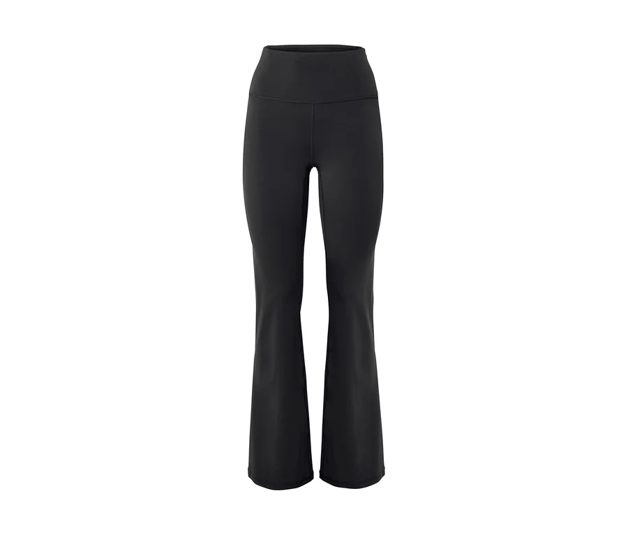 Schwarze, hoch taillierte Sporthose »Active Light Shaping« mit ausgestelltem Bein.