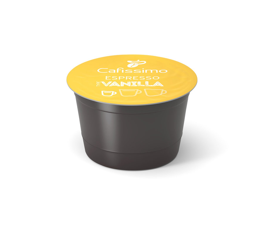 Eine einzelne Cafissimo Flavoured Espresso - Vanilla - Kapsel.