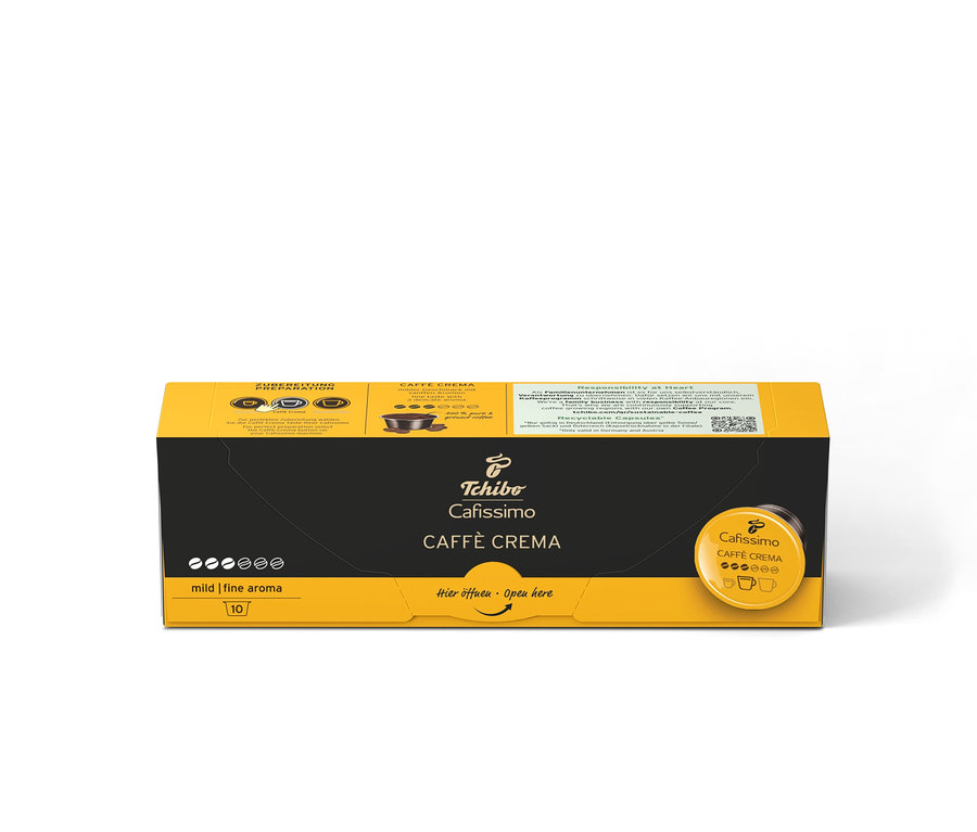 Packung RA CFM Caffe Crema mild 10 Cup Paket, Cafissimo Caffè Crema mild - 10 Kapseln und Cafissimo Caffè Crema mild - 80 Kapseln.