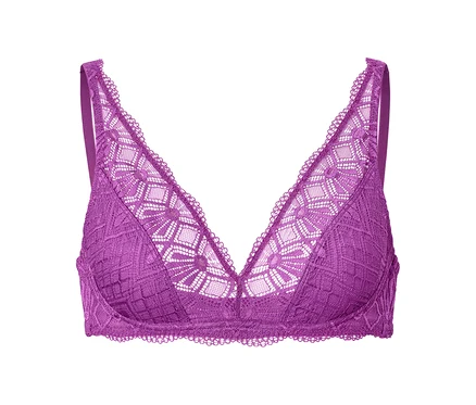 Ein lila Soft-BH mit Spitze.