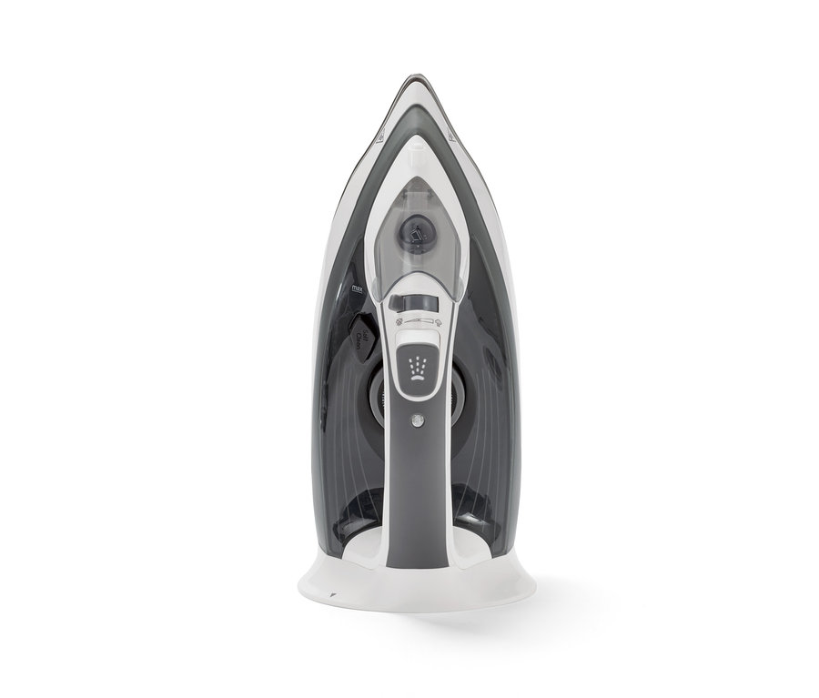 Detailaufnahme eines kabellosen Dampfbügeleisens.