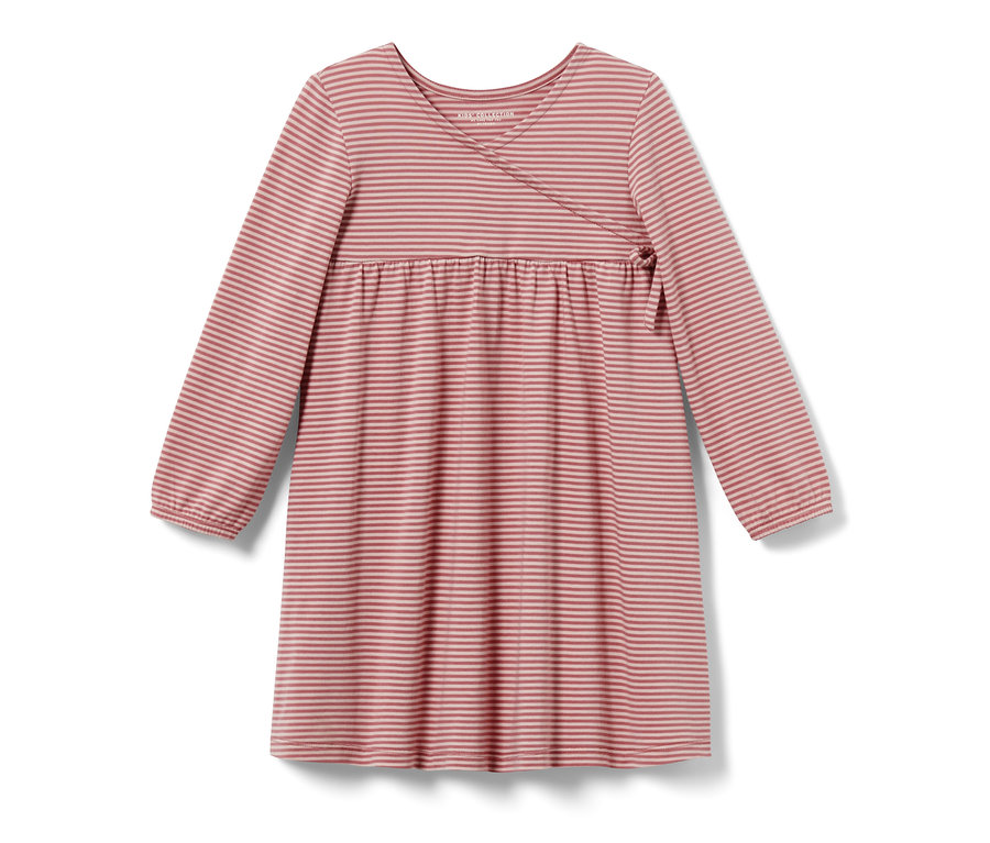 Gestreiftes Kinder-Jerseykleid in Rosa und Weiß.