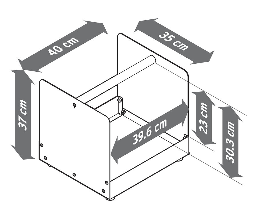 Abmessungen des Kaminholzkorbs.