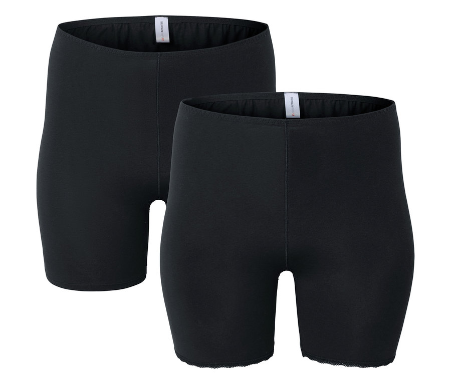 Zwei schwarze Damen-Shorts.