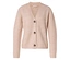Beige Strickjacke mit V-Ausschnitt und drei Knöpfen.