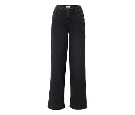Schwarze, hochgeschnittene Super Wide Jeans im Fit „Lexi“ aus gewaschenem Denim.