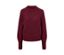 Bordeauxroter Grobstrickpullover.
