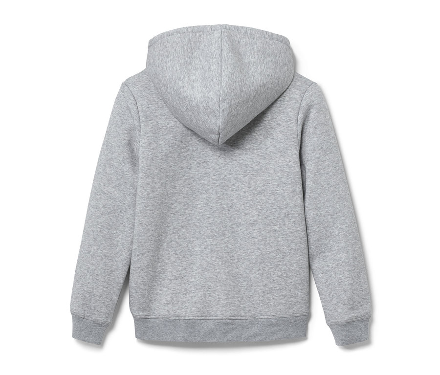 Detailansicht der Rückseite einer Kinder-Sweat-Jacke.