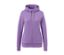 Lavendelfarbene Sweatjacke mit Reißverschluss und Kapuze.