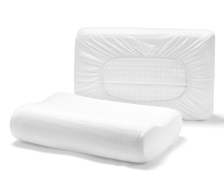 Zwei weiße Jersey-Spannkissenbezüge.