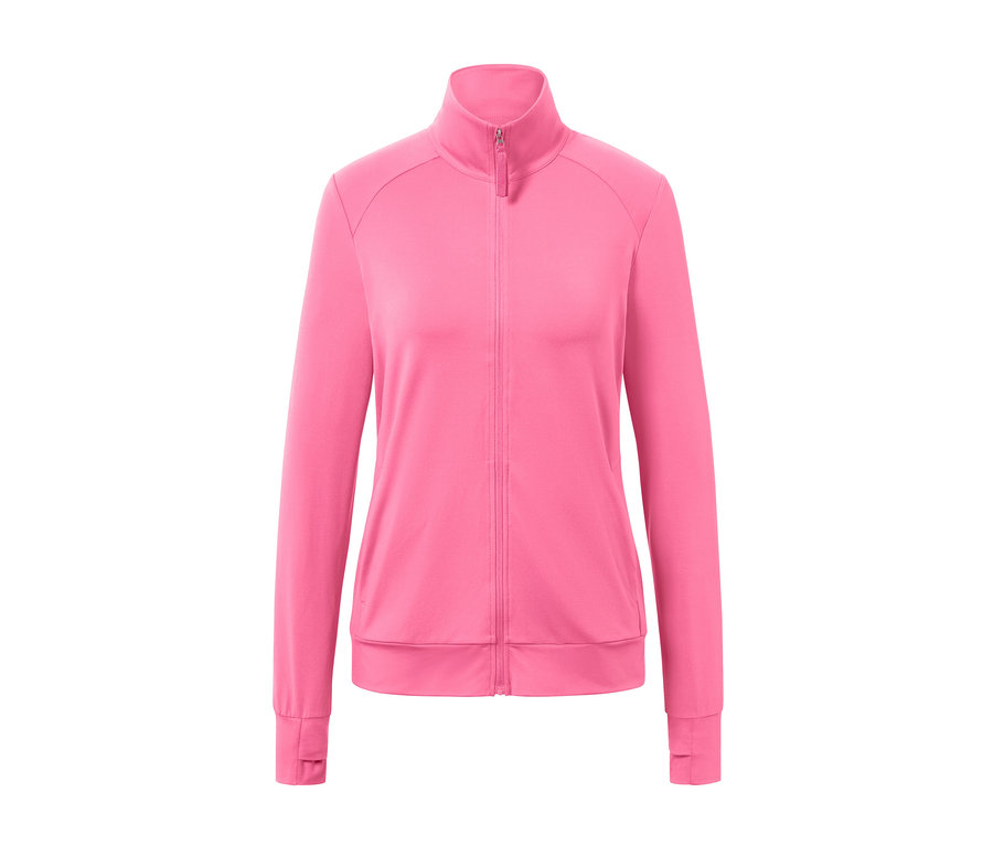 Pinke Funktionsjacke mit Reißverschluss.
