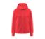 Rote Kapuzen-Sweatjacke mit Reißverschluss in der Mitte.