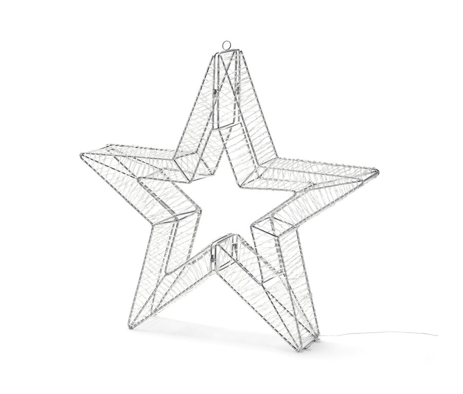 Ein silberner 3D-LED-Outdoor-Stern, Größe L.