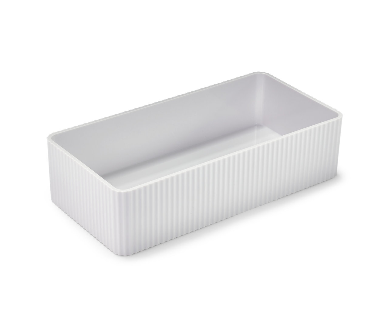 Weißer Aufbewahrungskasten.