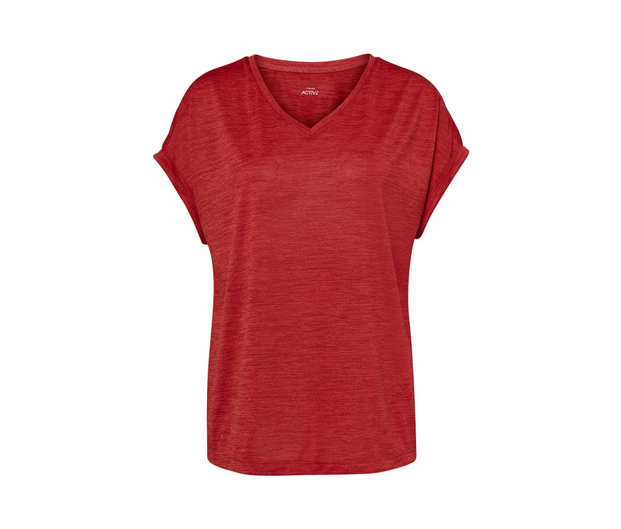 Rotes Funktionsshirt mit kurzen Ärmeln.