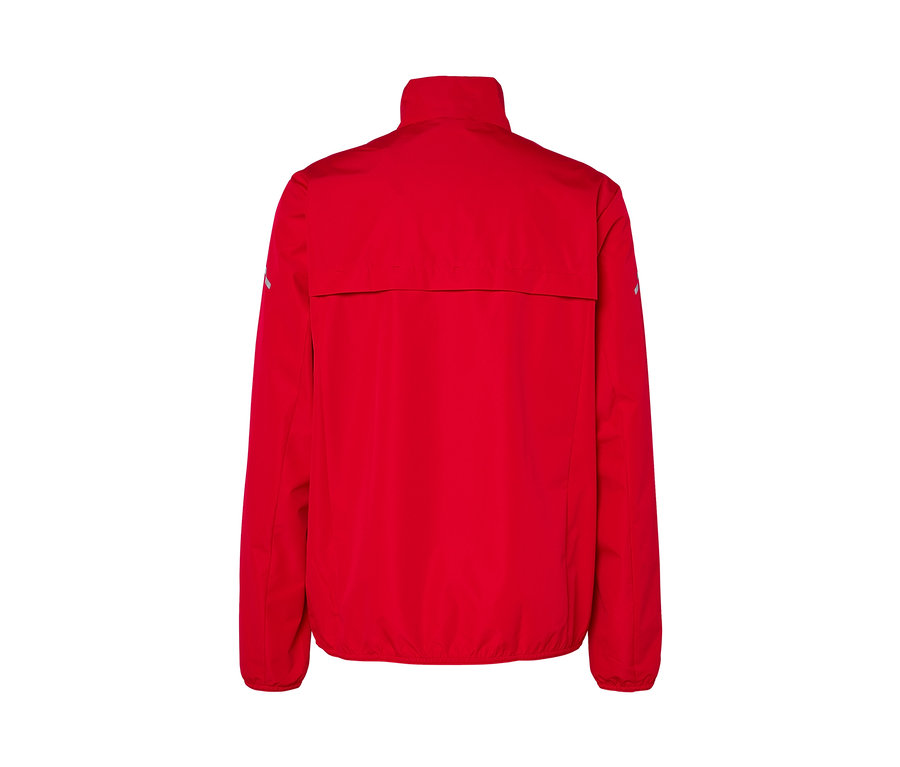Rückansicht einer roten Windprotection-Funktionsjacke.