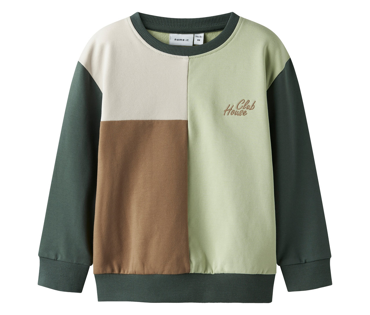 Das Foto zeigt ein NAME IT Sweatshirt im Colorblock-Design.