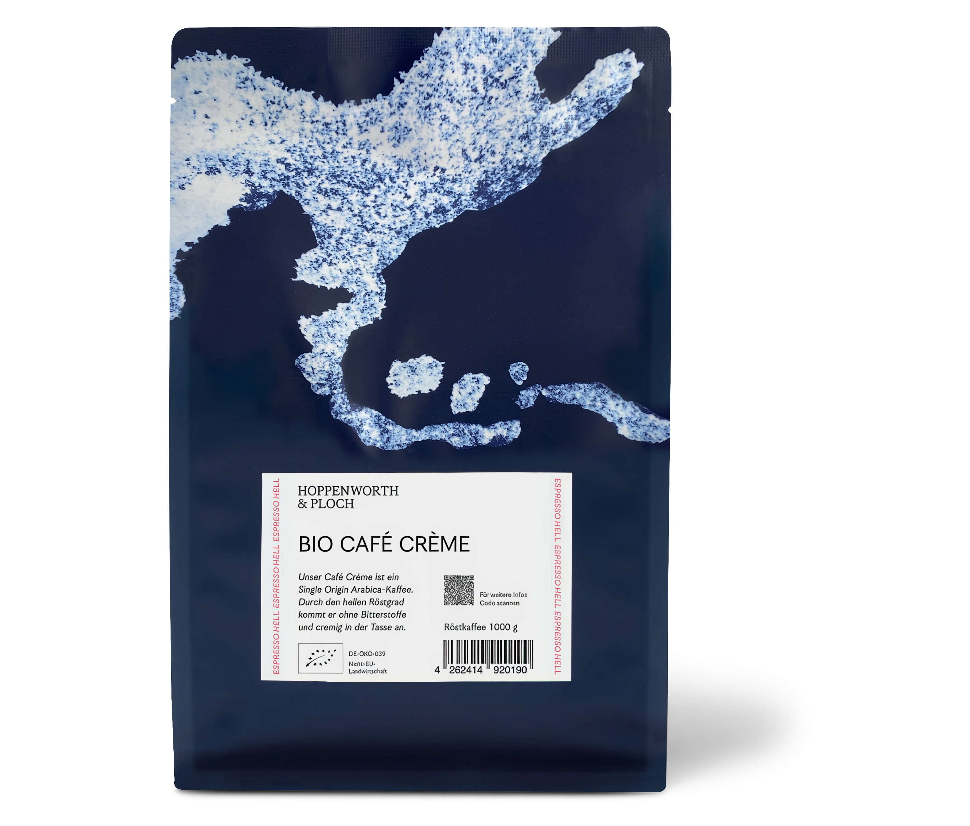 Verpackung Hoppenworth & Ploch - Café Crème Bio - 1 kg Ganze Bohne.