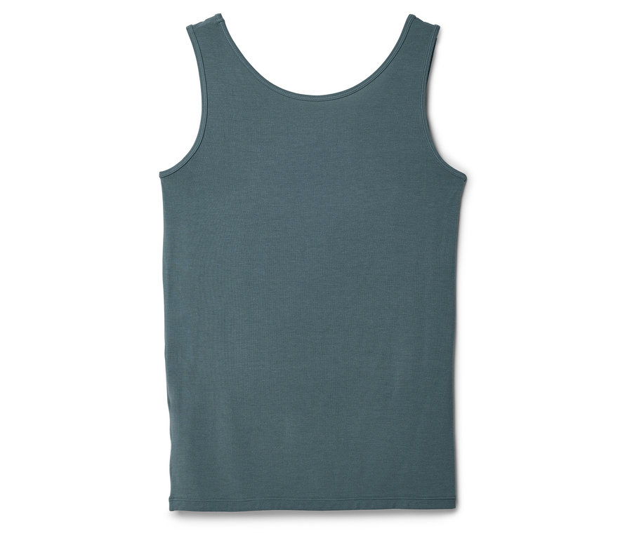 Blaues Tanktop auf weißem Hintergrund.