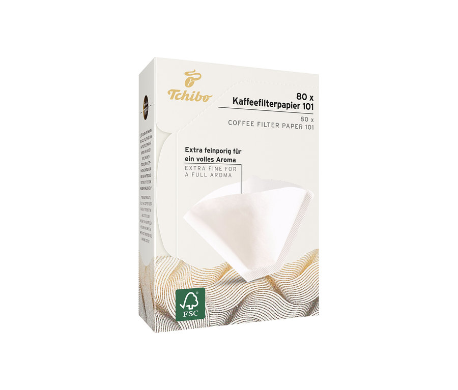 Eine Packung Kaffeefilterpapier Gr. 101, weiß, 18x80 Stk.