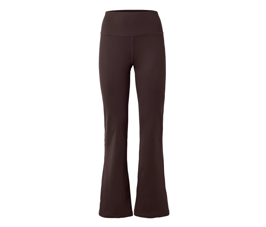 Braune, ausgestellte Hose mit hohem Bund vor weißem Hintergrund.