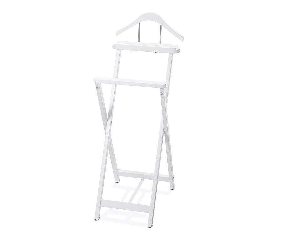 Weißer stummer Diener mit Bügel.