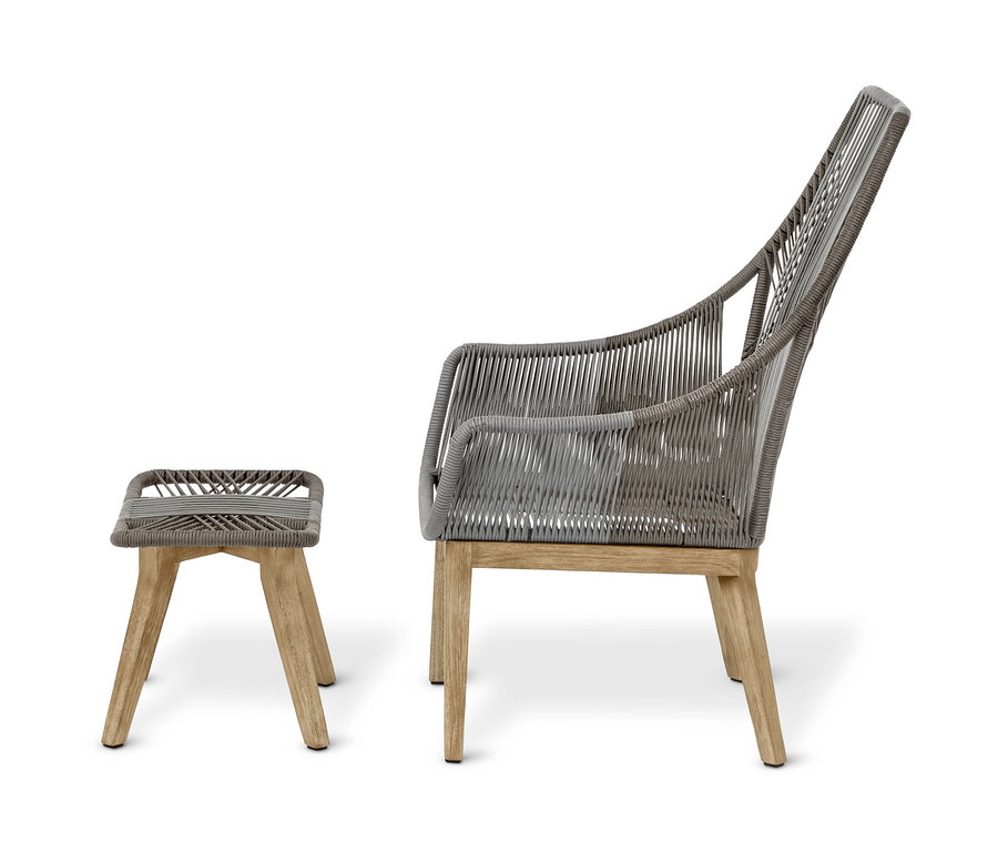 Textilgeflecht-Design-Sessel mit Fußhocker.