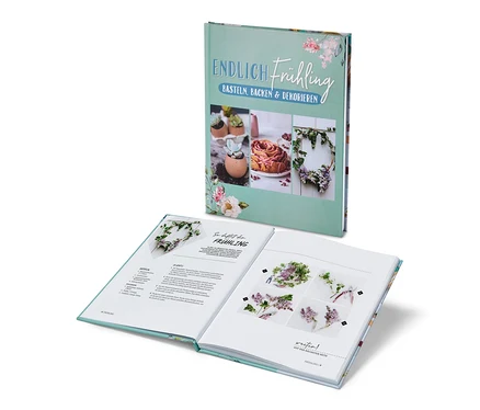 Das Buch »Endlich Frühling – Basteln, Backen und Dekorieren« liegt offen und zeigt Anleitungen.