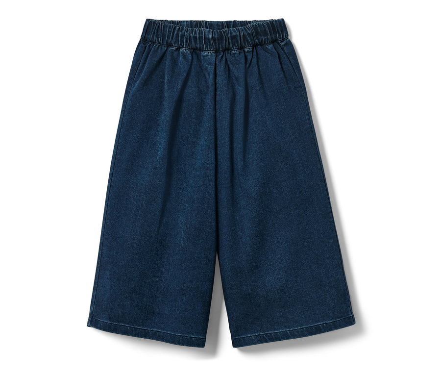 Dunkelblaue Kleinkind-Culotte mit Gummibund.
