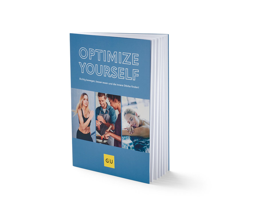 Buch "Optimize Yourself" auf weißem Hintergrund.