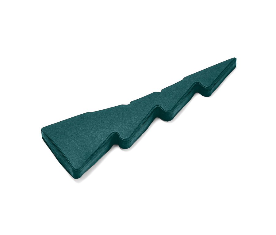 Detailansicht eines faltbaren Papierbaums, mittel, dunkelgrün.