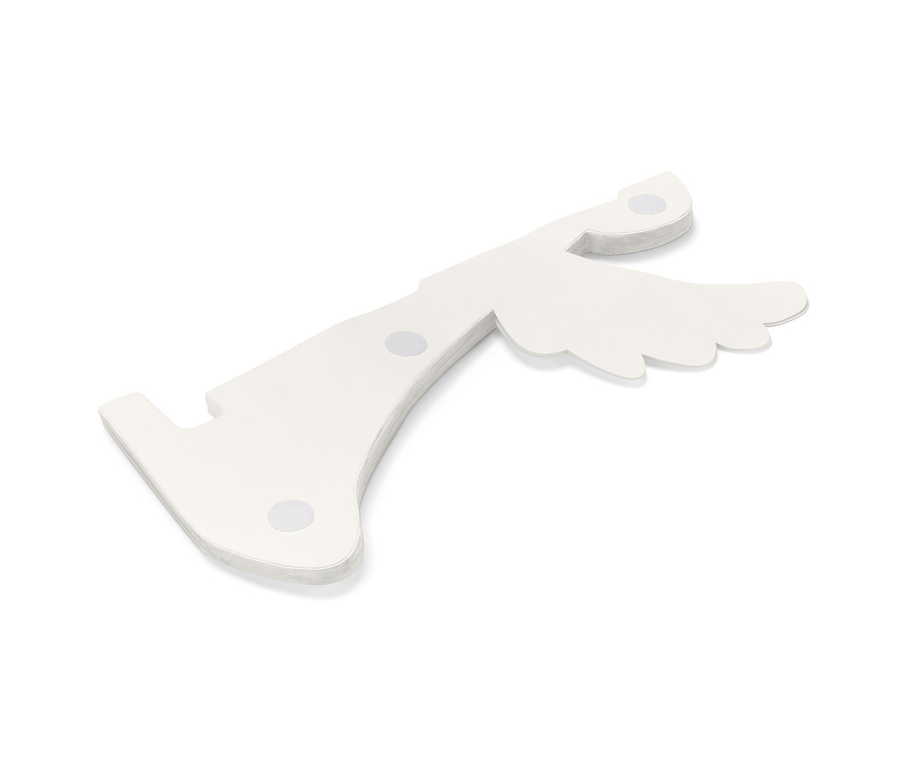 Ein großer LED-Papier-Engel liegt auf einem weißen Hintergrund.