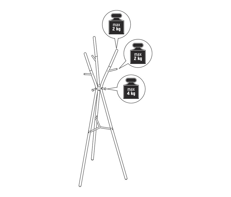 Schwarz-Weiß-Illustration eines Garderobenständers.