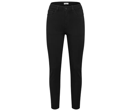 Schwarze High-Waist-Jeans.