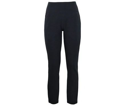 Dunkelgraue Leggings auf weißem Hintergrund.