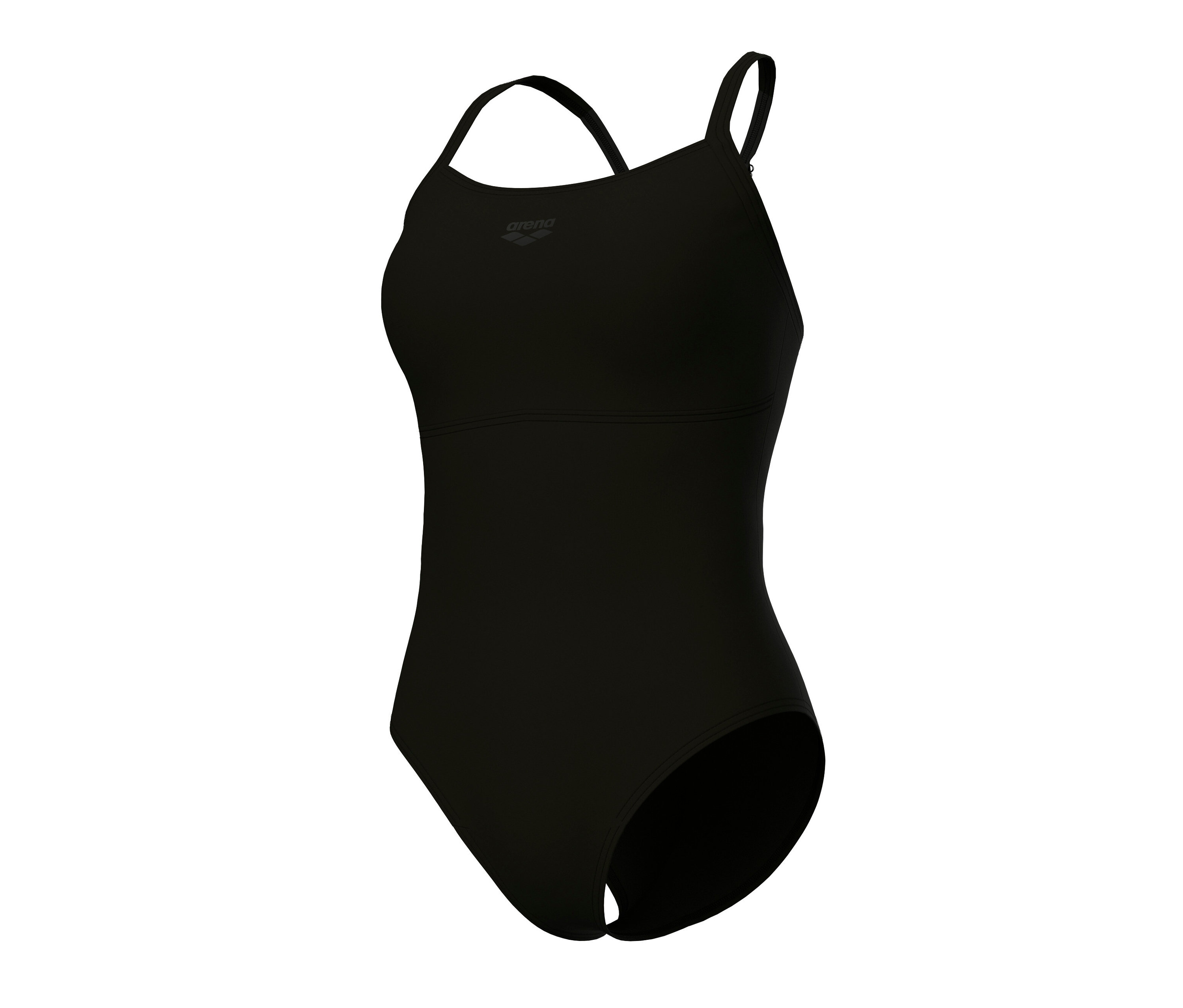 Detailaufnahme des arena Feel Damen Badeanzugs Solid Lightdrop Back Bustier, BLACK-BLACK.