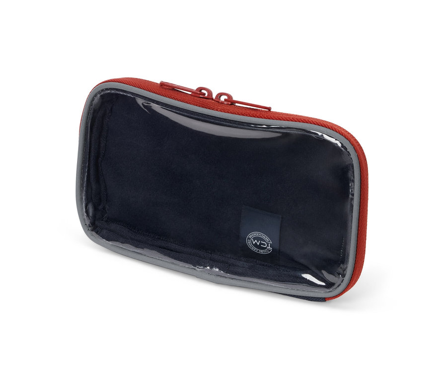 Eine Multifunktionstasche mit Sichtfenster auf weißem Hintergrund.