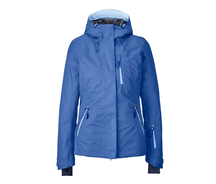 Eine blaue Skijacke.