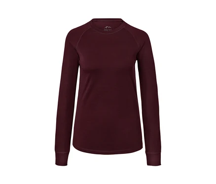 Rotes Funktionsshirt mit langen Ärmeln aus Merinowolle.