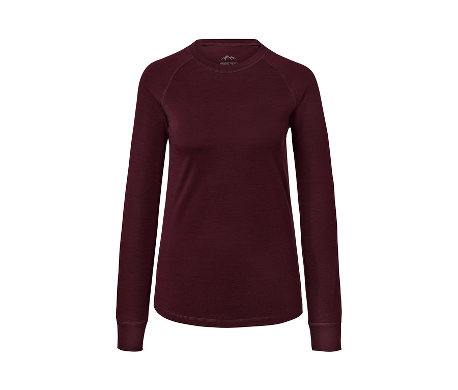 Rotes Funktionsshirt mit langen Ärmeln aus Merinowolle.