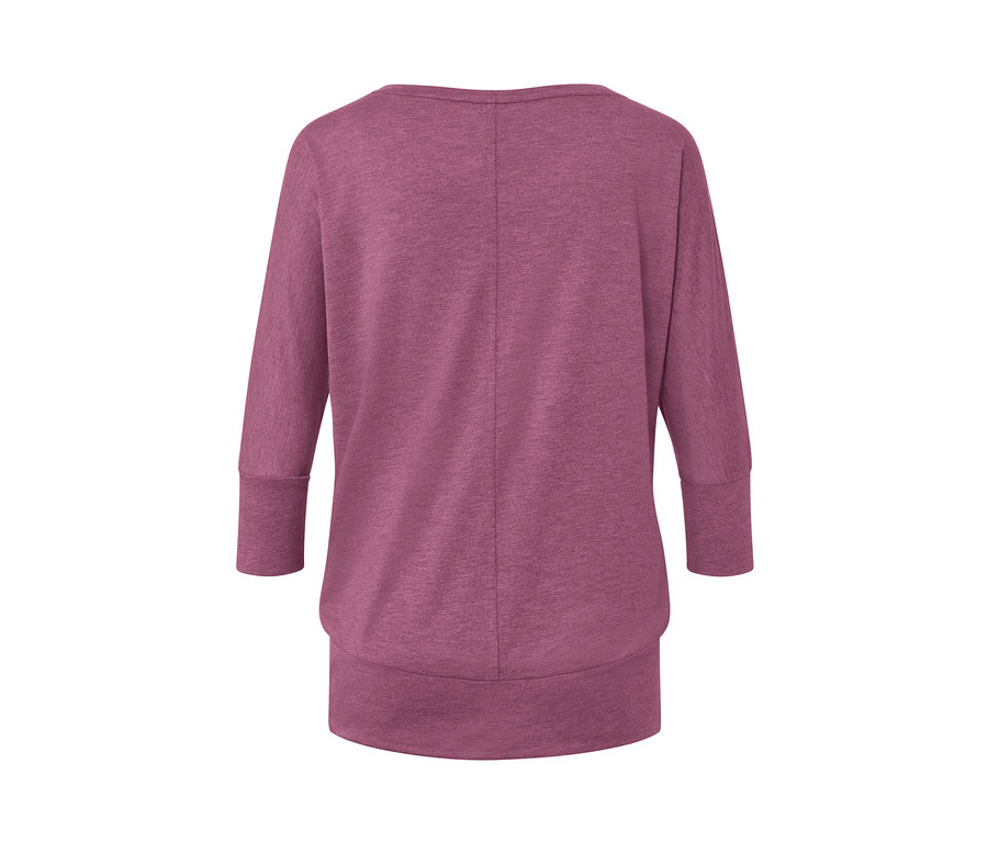 Rückansicht eines malvenfarbenen Yogashirts.