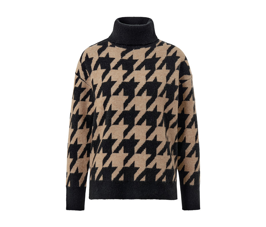 Strickpullover mit Hahnentritt-Jacquard.