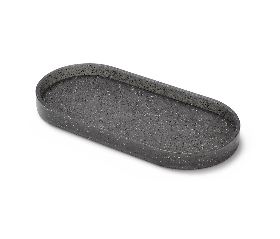 Ovale Küchenablage in Granitoptik.