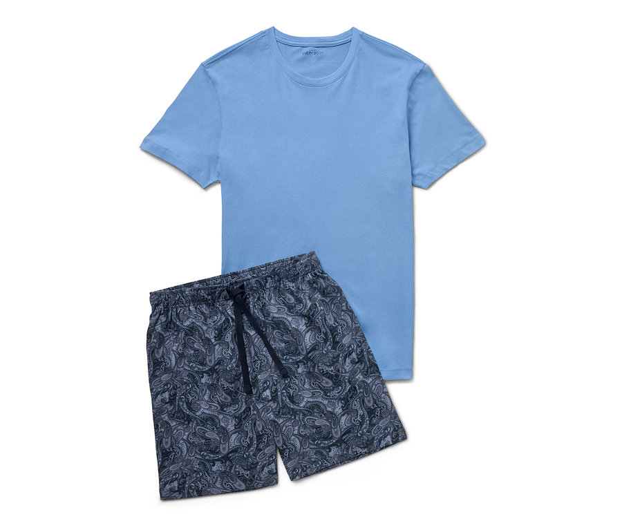 Blaues Shorty-Pyjama-Set.