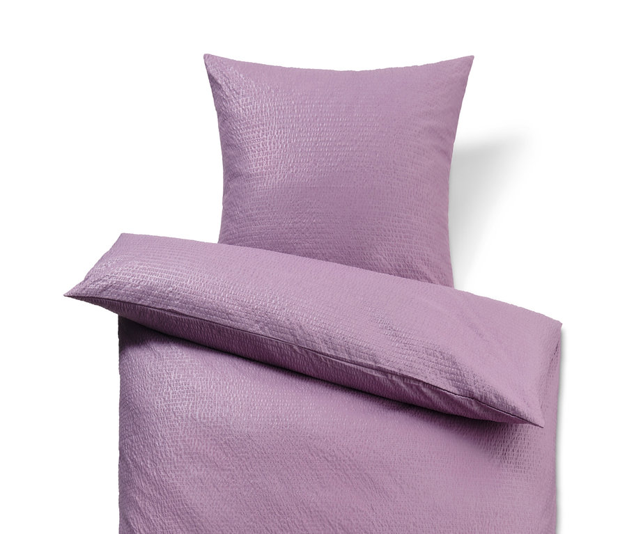 Lila Seersucker-Bettwäsche in Normalgröße, Doppelgröße und Übergröße.