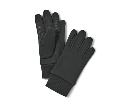 Zwei schwarze Kinder-Windprotection-Thermohandschuhe liegen nebeneinander.