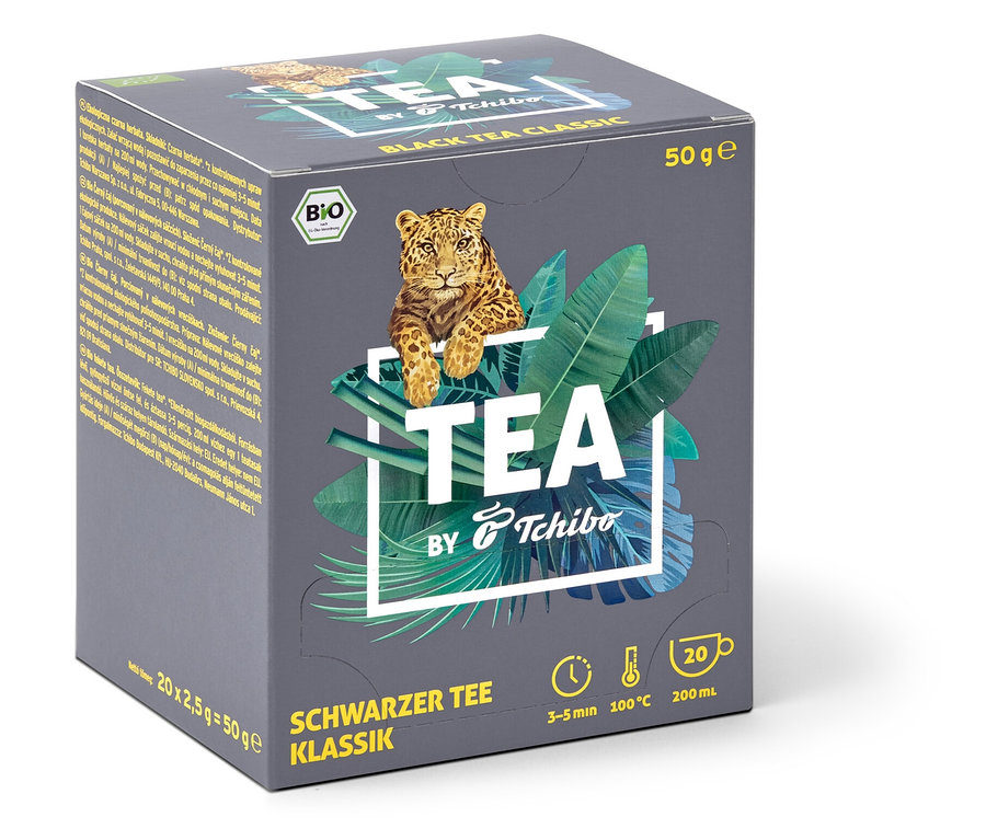 Verpackung des TEA by Tchibo Bio Schwarzer Tee Klassik - 8x 20 Teebeutel.